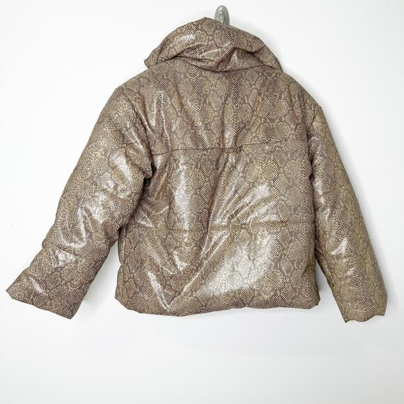 Nanushka Hide Puffer Jacket Brown Snakeskin Print Small $695 - Picture 3 of 9